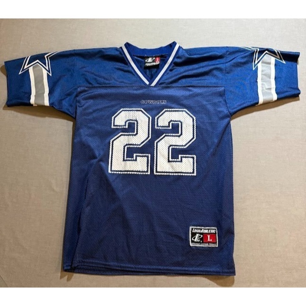 Dallas Cowboys Emmitt Smith #22 Logo Athletic Jersey Boys‎ L BLue Short Sleeve.